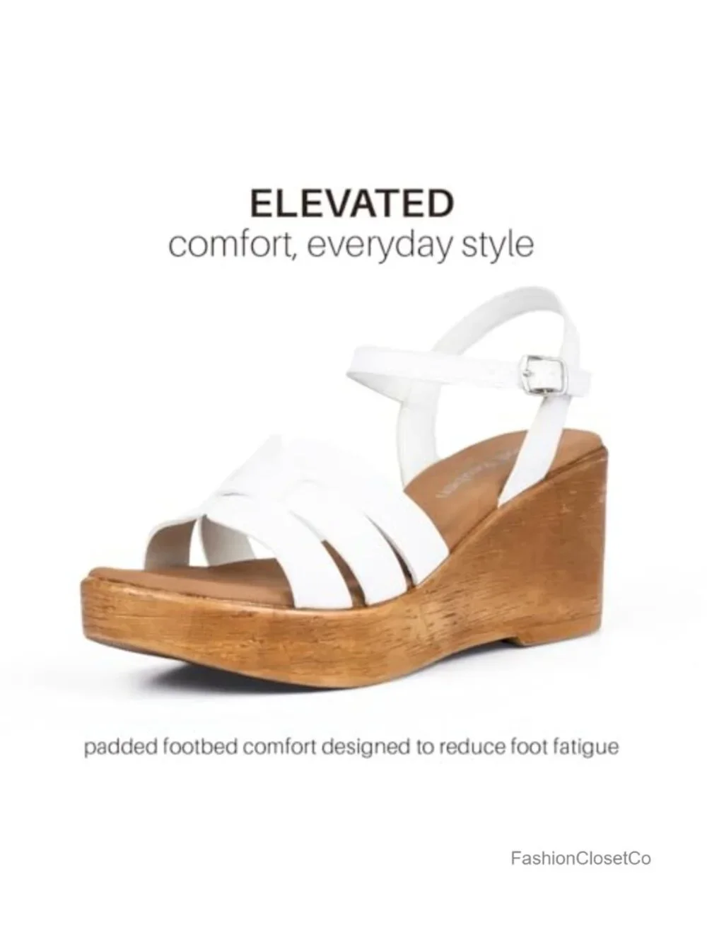 Women's Wedge Sandals with Adjustable Ankle Strap, Cushioned Comfort Insole,